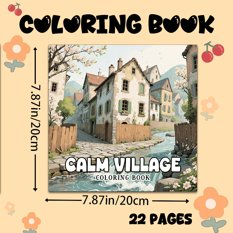 Adult Coloring Book Village Theme 22 Pages 20x20cm
