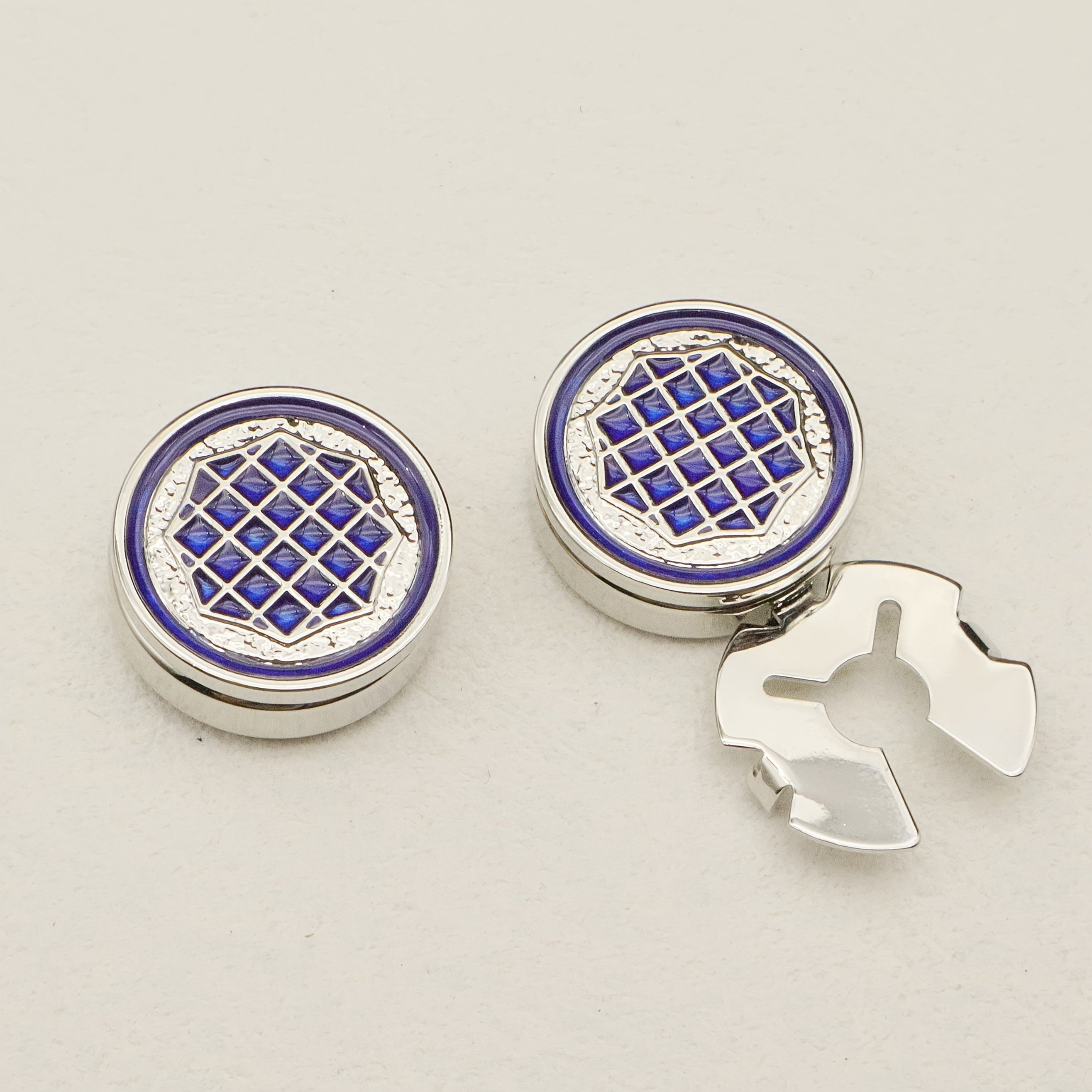 Golden Tone Checkered Button Covers for Men & Women