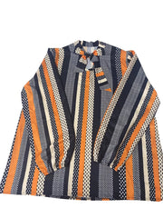 Casual Blouse Women's Plus Stripe & Dot Print Lantern Sleeve