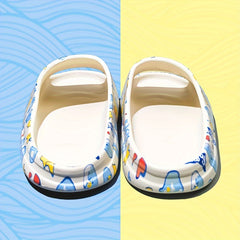 Women's Whale Pattern Pillow Slippers Cloud Slides