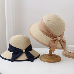 Foldable Bucket Hat for Women Sun Protection Straw Travel Beach Hats