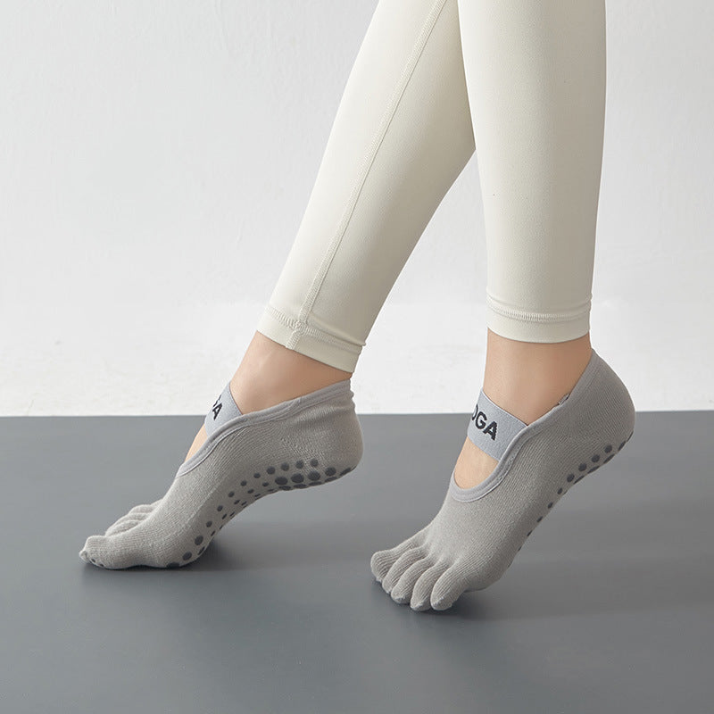 Non Slip Grippers Socks Five Toe Split Backless Boat Socks For Yoga Barre Ballet