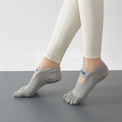 Non Slip Grippers Socks Five Toe Split Backless Boat Socks For Yoga Barre Ballet