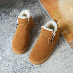 Women's Plush Inner Thermal Flats Side Zipper Winter Shoes