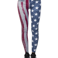 Sexy Flag Jean Print Leggings High Waist Slim Leggings