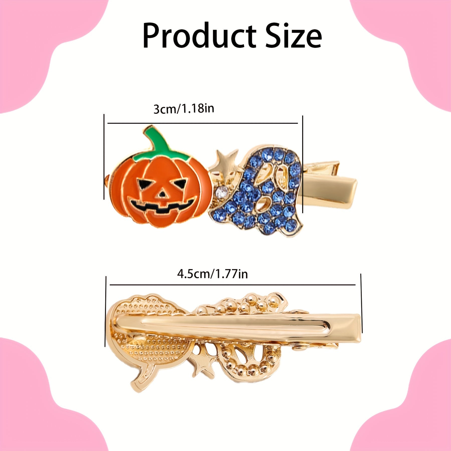 Halloween Pumpkin Ghost Hair Clips Rhinestone Hair Clips For Girls