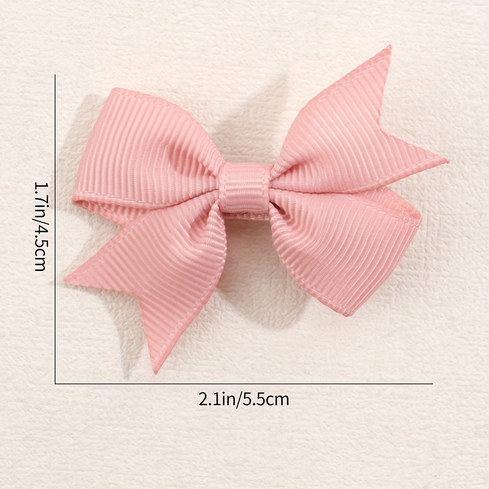 24pcs Colorful Ribbon Bow Hair Clips Set for Girls