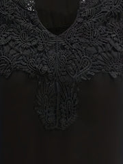 Casual Blouse Women's Plus Solid Contrast Lace Half Sleeve Top