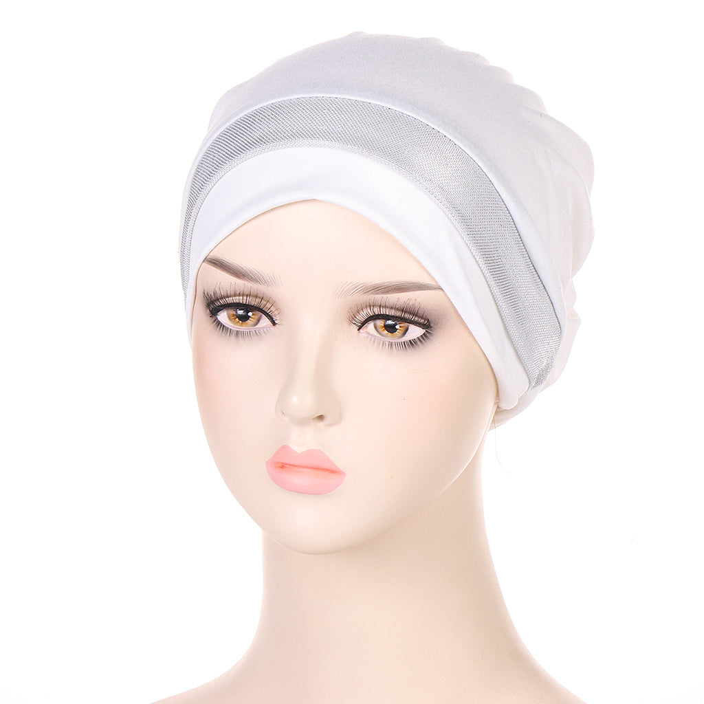 Glitter Bandana Cap Turban for Women, Hijab Cap Wrap Headscarf