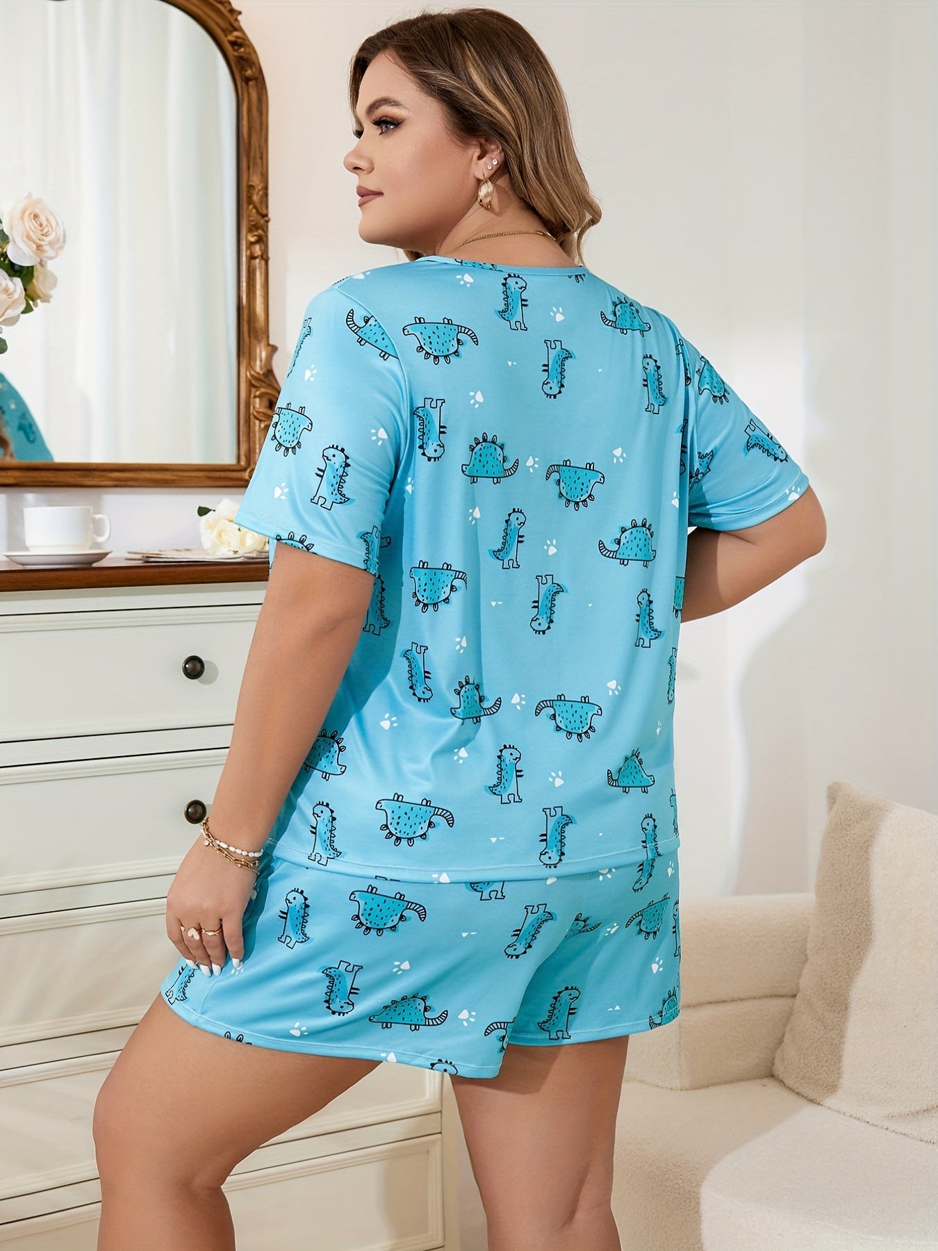 Dino Print Tee & Shorts Lounge Set