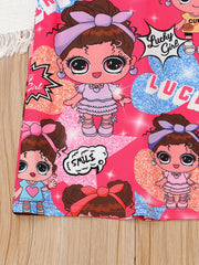 Girls Cartoon Stars Print T Shirt Dress For Pajamas Outfit
