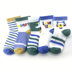 5pairs Baby Boys Kids Mesh Breathable Crew Socks for Summer
