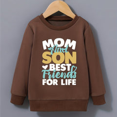 Boys Round Neck Sweatshirt Pullover MOM AND SON Print Casual Top