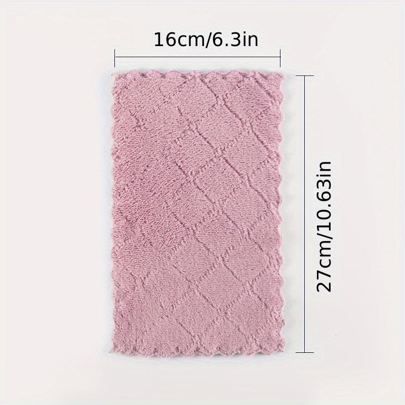 Car Wash Towel Absorbent Coral Fleece Kitchen Dish Cloth Scouring Pad
