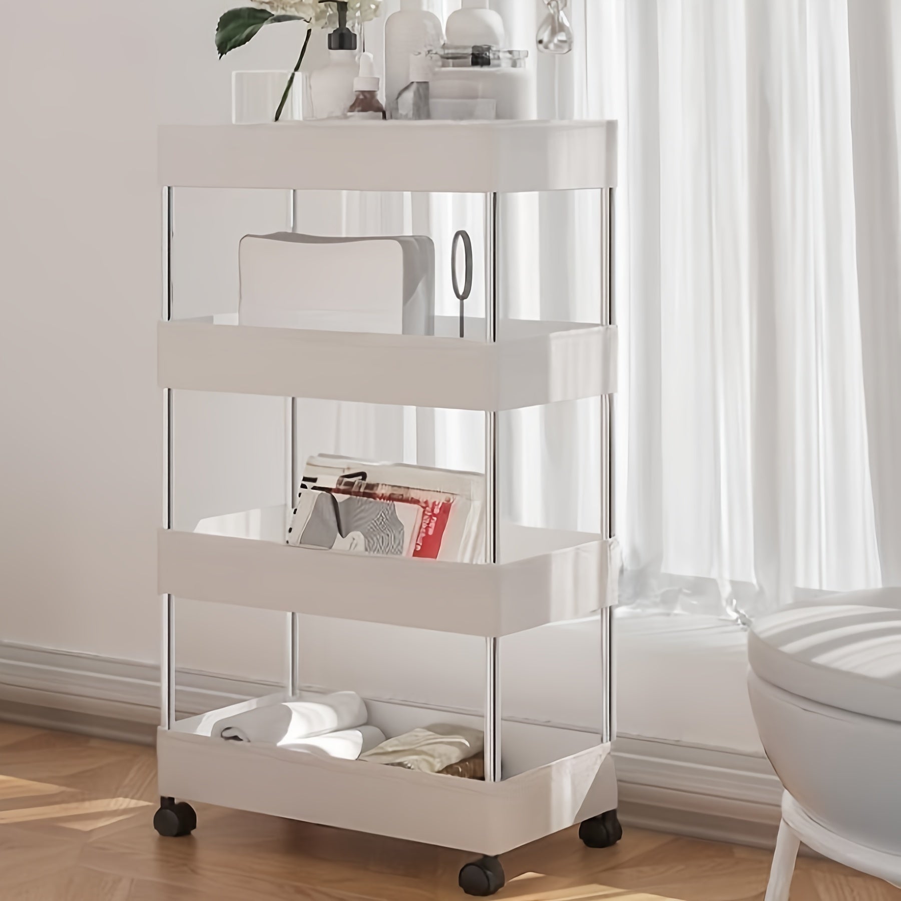 4-Tier Rolling Cart Slim Organizer Space Saving Room Decor