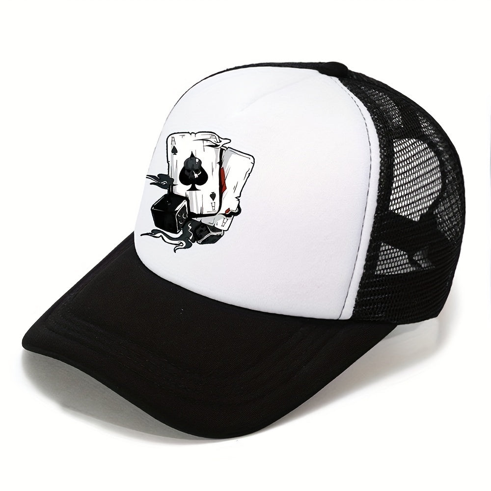 Poker Print Sunshade Baseball Cap Mesh Hat