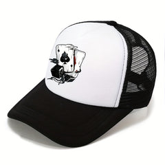 Poker Print Sunshade Baseball Cap Mesh Hat