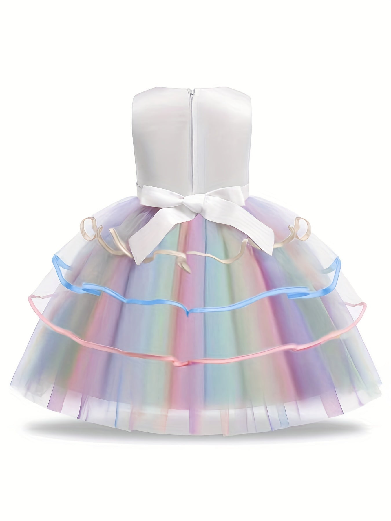 Girls Unicorn Princess Dress Unicorn Floral Print Mesh Princess Dress