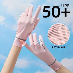 UPF 50 Ice Silk Gloves Short Mesh Breathable Non-slip Touch Screen UV Prote