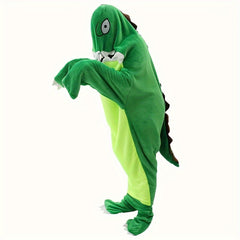 Funny Dinosaur Hooded Wearable Blanket Cozy Soft Flannel for Home & Outdoor