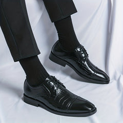 Men's Derby Shoes Lace up Front Toe Cap Dress Shoes For Men