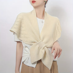 Knitted Triangle Shawl Wrap Fishtail Pattern Hollow Knitted Shawl