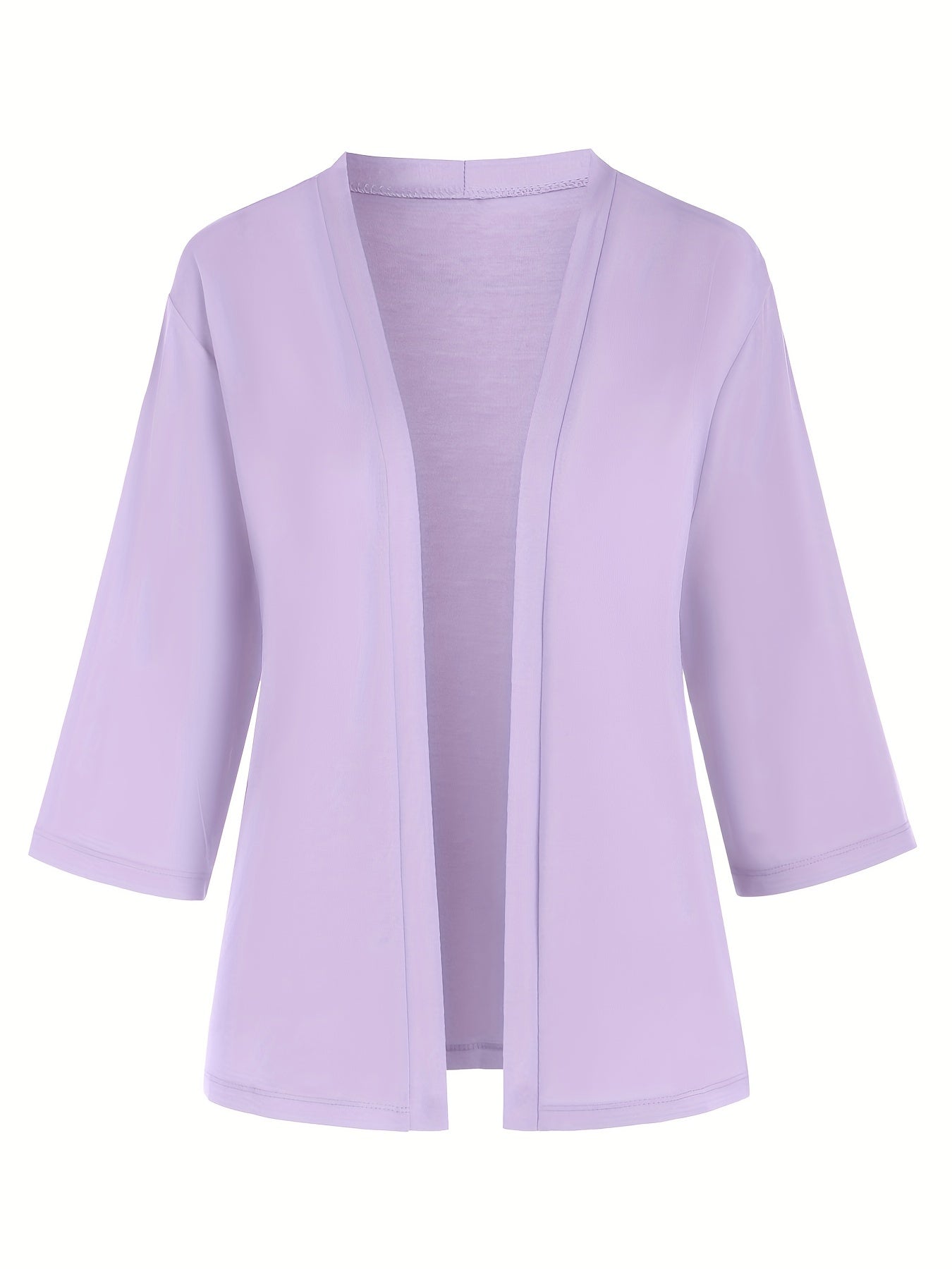 Basic Cardigan Women's Plus Plain Open Front Thin Cardigan