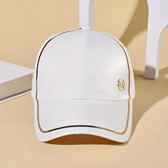 Golden M Label Baseball Cap Solid Casual Sun Hat Satin Golf Dad Hats