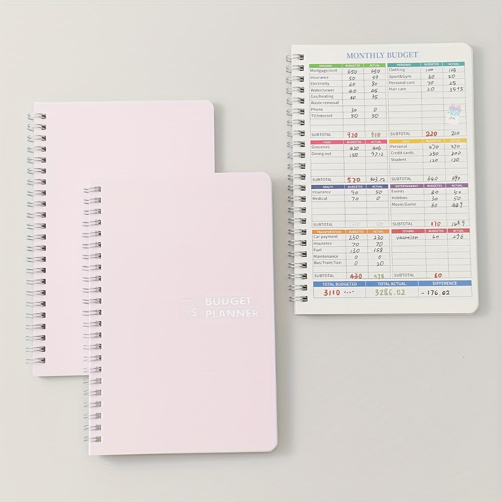 Pink PVC Hardcover Budget Planner Monthly Finance Tracker Undated Budget Book