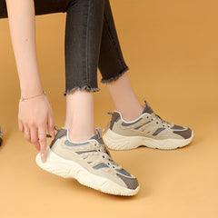 Women's Colorblock Platform Sneakers Height Increasing Sports Shoes