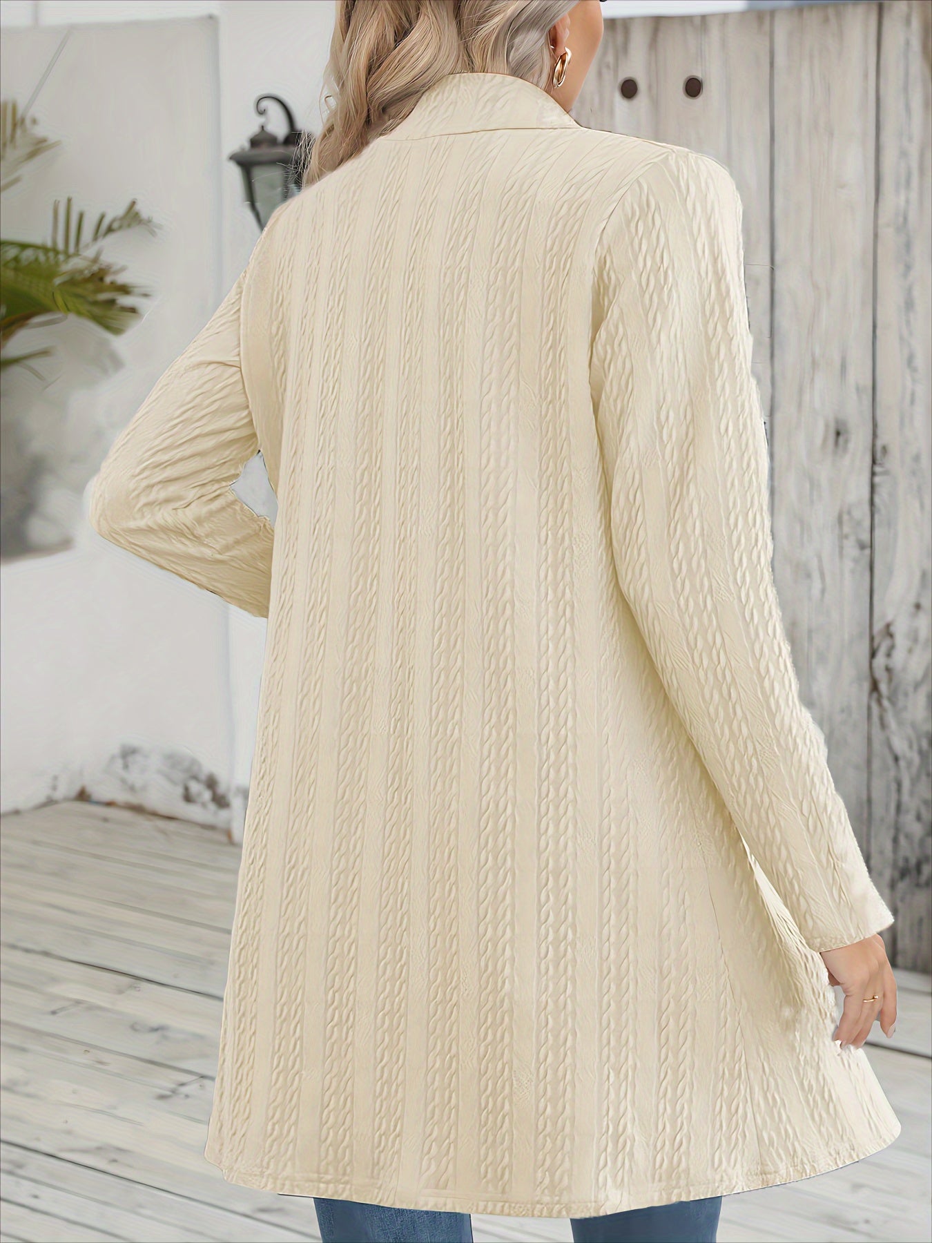 Women's Solid Cable Knit Open Front Cardigan