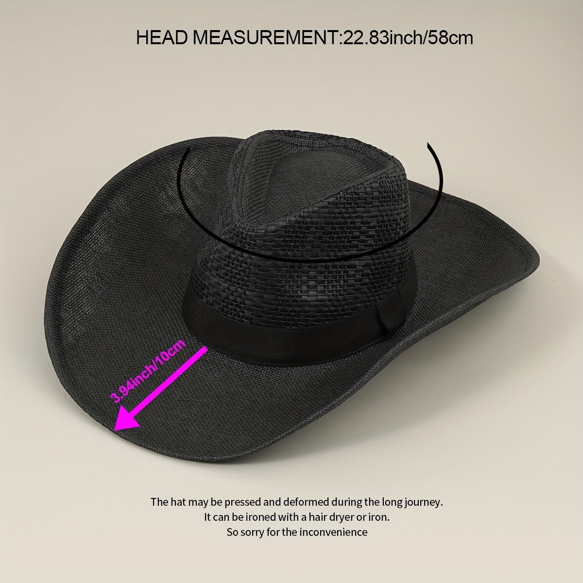 Drawstring Woven Cowboy Hat Outdoor Seaside Sunscreen Jazz Straw Hat