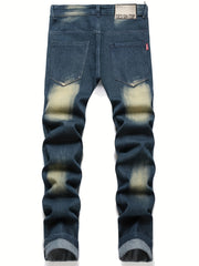 Slim Fit Tassel Decoration Jeans Men's Casual Street Style Denim Pants
