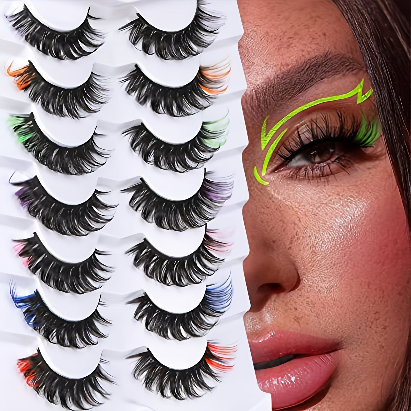 Multicolor False Eyelashes Faux Mink Lashes Thick Curling Natural Look Lashes