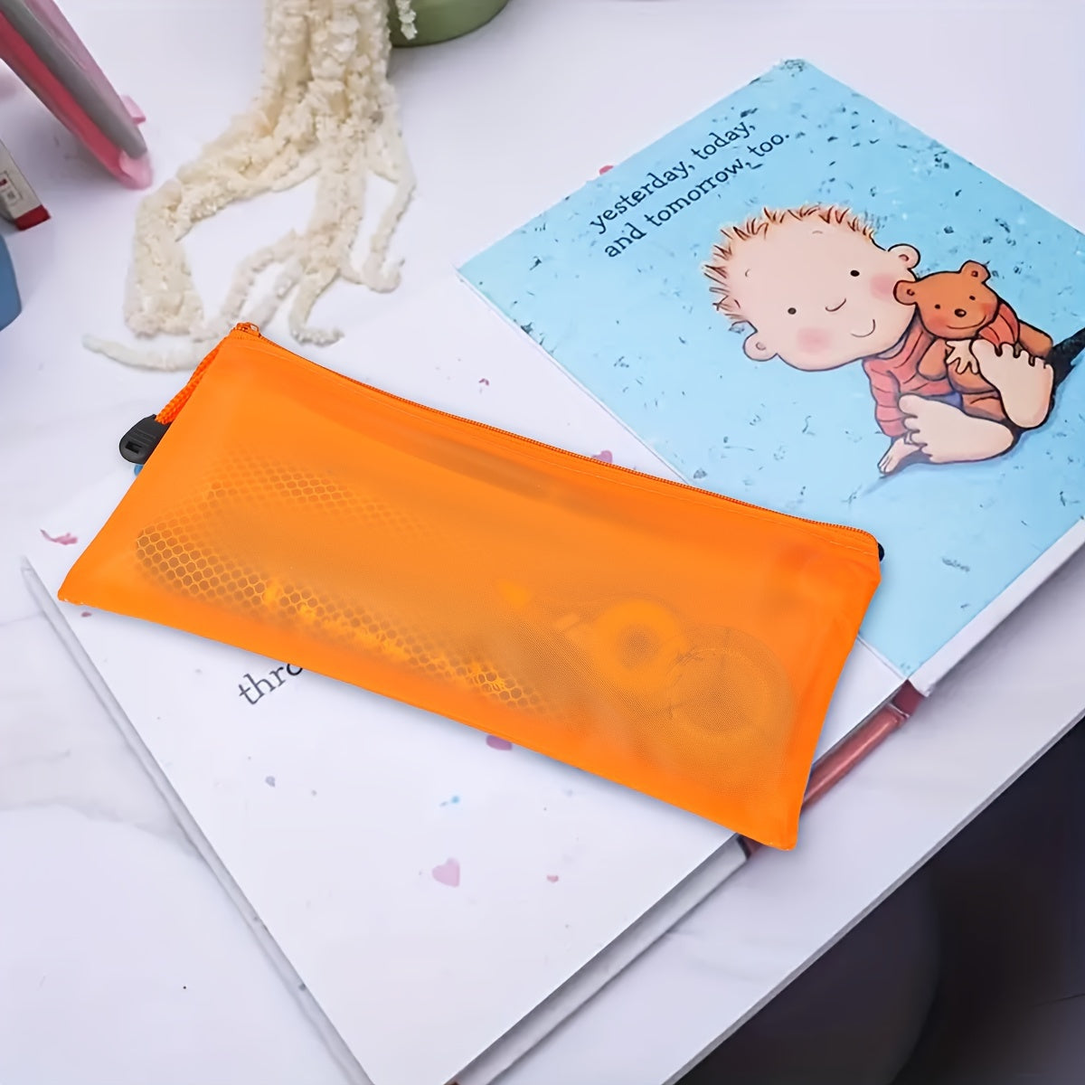 WQN 20pcs Mesh Pencil Case School Pen And Pencil Storage Bag Stationery