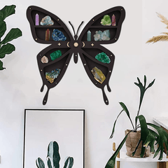 Wooden Butterfly Crystal Holder Wall Mounted Crystal Rack Home Wall Decor Gift