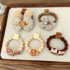 5pcs Kids Bow Hair Ties Cartoon Hair Rope