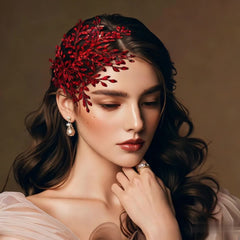 Vintage Red Rhinestone Bridal Hairpin