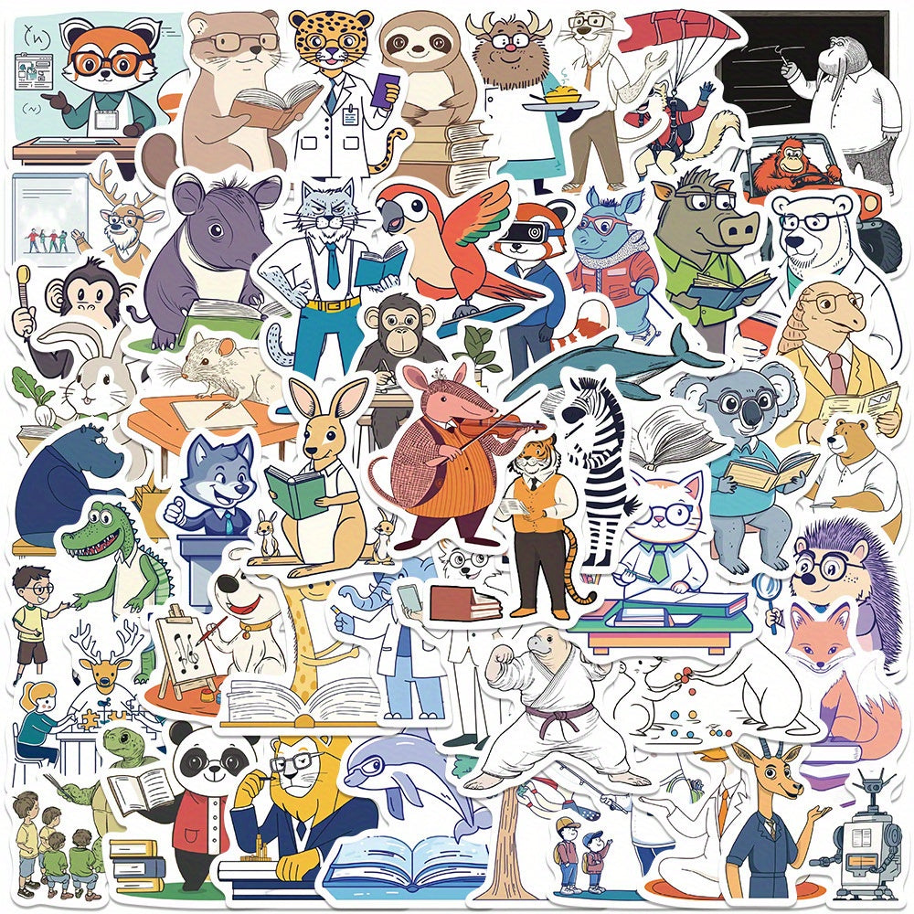 50pcs Cartoon Animal Stickers Waterproof Vinyl Sticker for Water Bottle Laptop P