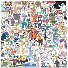 50pcs Cartoon Animal Stickers Waterproof Vinyl Sticker for Water Bottle Laptop P