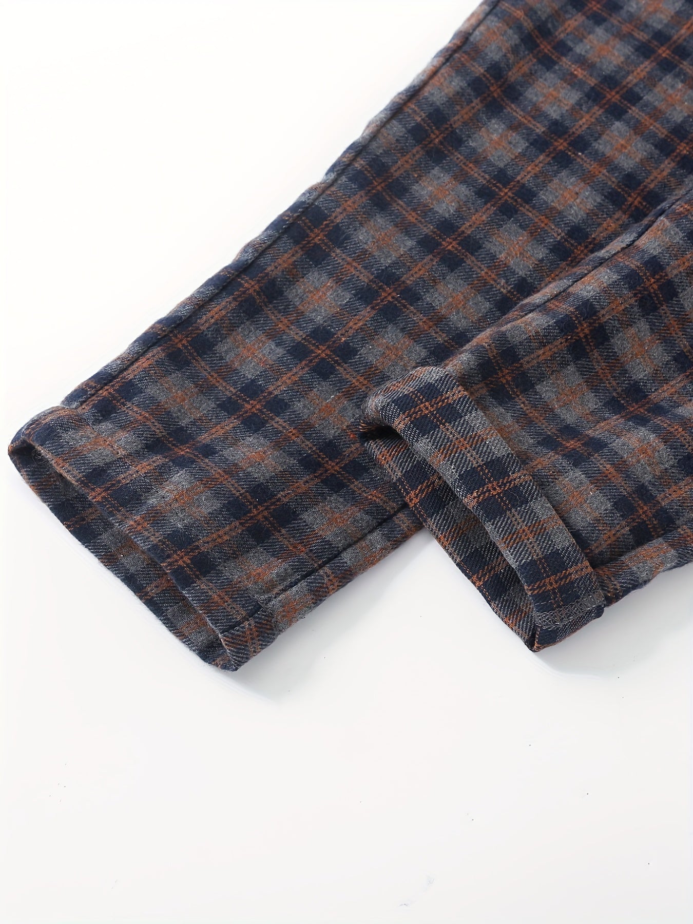 Boys Flannel Plaid Plush Pants Elastic Waist Kids Clothes