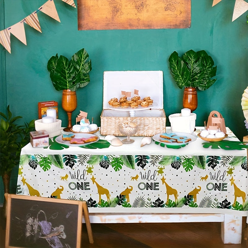Wild One Jungle Animals Disposable Tablecloth Party Decoration