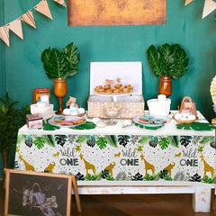 Wild One Jungle Animals Disposable Tablecloth Party Decoration