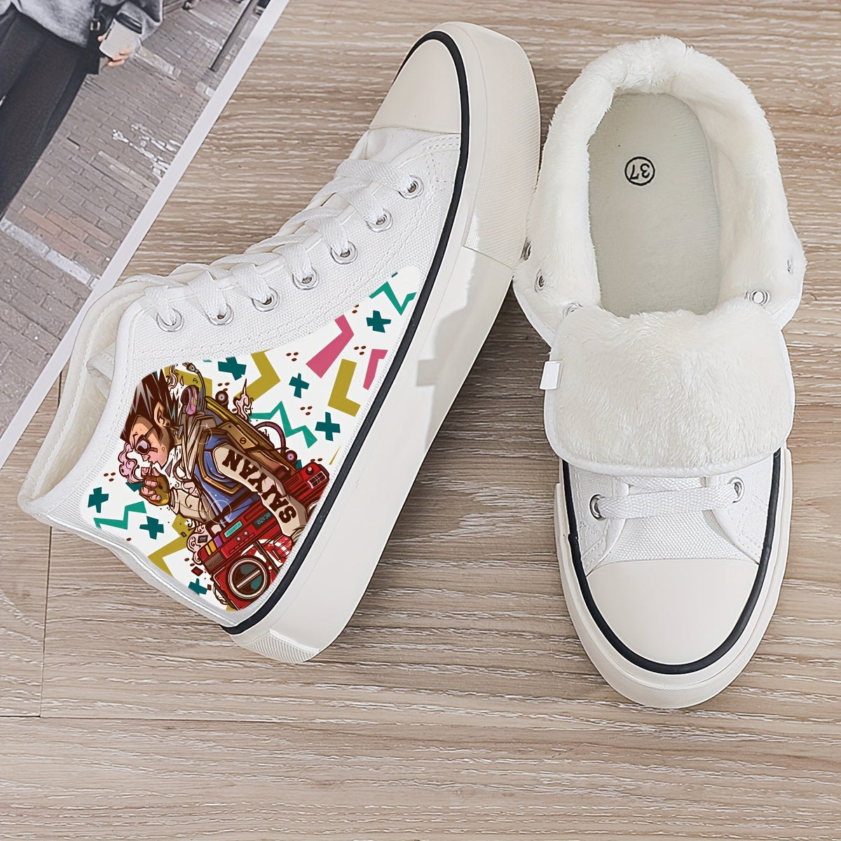 Girl's Cartoon High Top Skate Shoes Cute Non Slip Sneakers