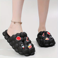 Women's Bubble Slides with Cartoon Charms Indoor & Outdoor Slides