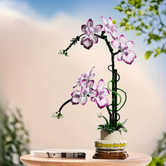 Purple Phalaenopsis Orchid Flower Bouquet Building Block Set