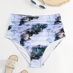 Glitter Marble Print High Waisted Swim Panty