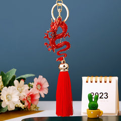 Tassel Lucky Dragon Keychain for Christmas Parties