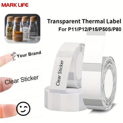 Transparent Label Maker Tape for MARKLIFE P11 P12 P15 P50S Label Printer