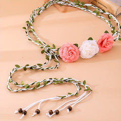 Vintage Flower Wreath Sash Belt Bohemian Dress